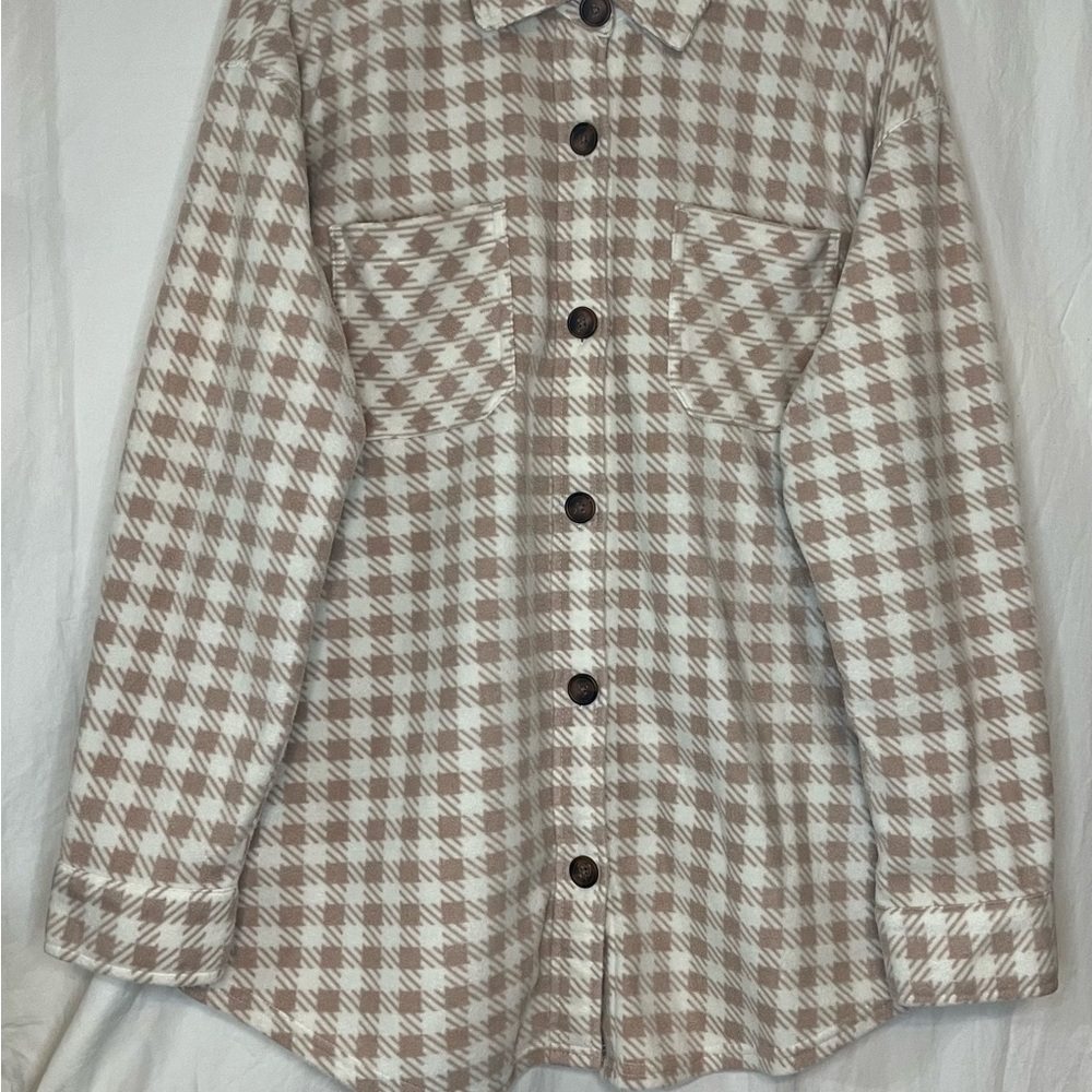 Maurices Brown and Cream Plaid Utility Jacket